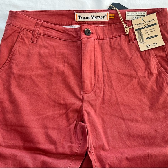 Tailor Vintage Slim fit pants men’s size 33 x 34 & 36x34 & 30x30 brick red - Picture 5 of 11
